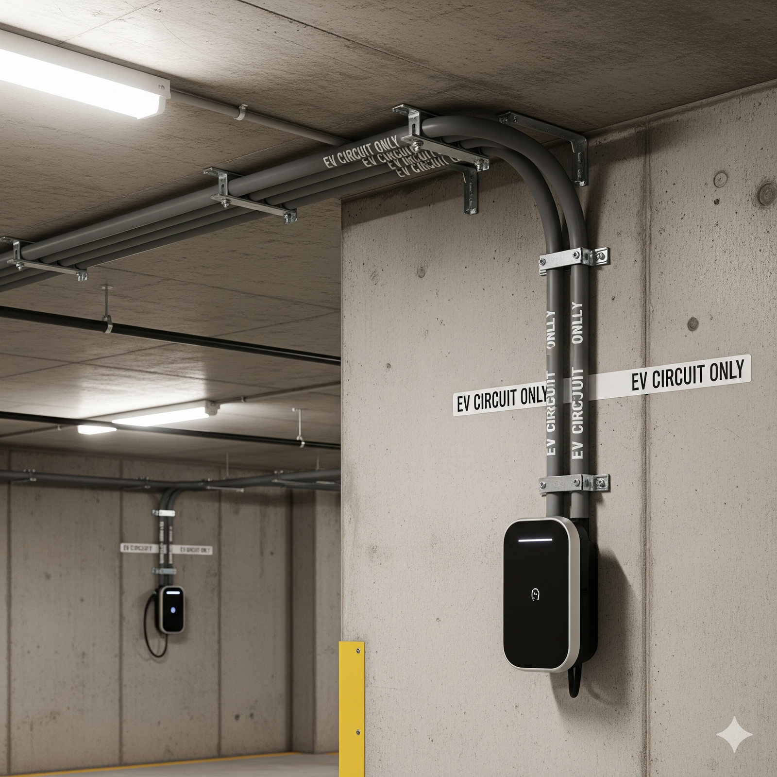 Tablero eléctrico con circuito dedicado para carga de auto eléctrico, con disyuntor y diferencial señalados